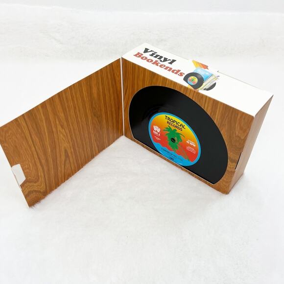 Set of 2 Vinyl Record Bookends Vintage Aesthetic New In Box - Picture 5 of 7